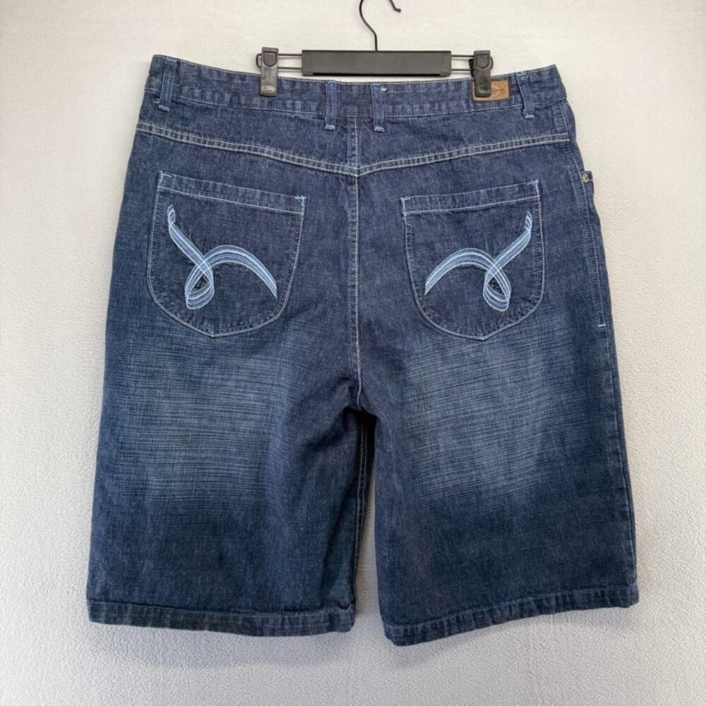 Vintage Knockout Denim Shorts Men's 40 Blue Dark Wash Baggy jorts 13" Y2k Skater